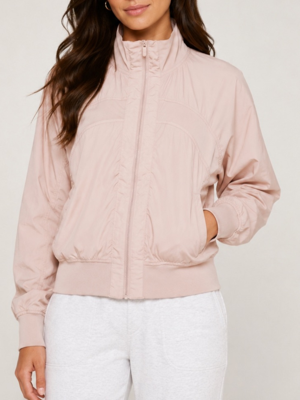 Lululemon Serve It Light Pink Muse Women's Lightweight Zip-Front Jacket Bomber 8